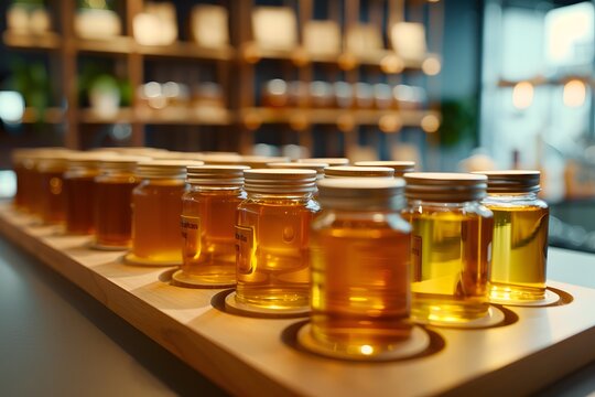 honey tasting different kinds of honey in jars