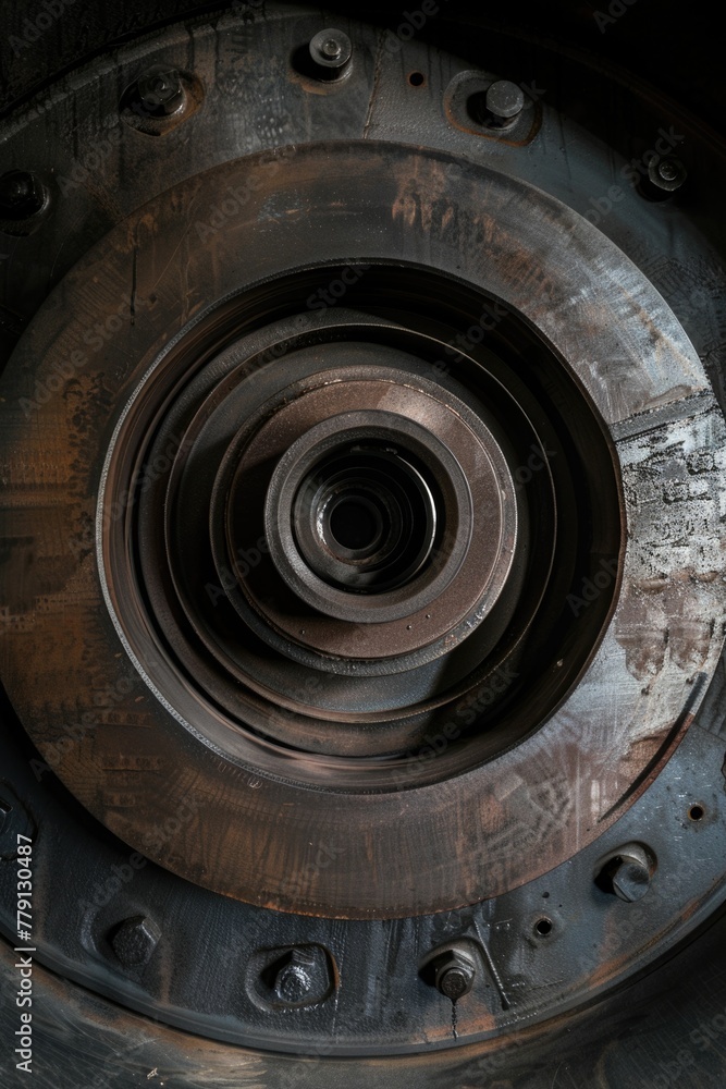 Poster detailed view of a metallic object, suitable for industrial concepts