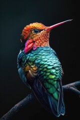 Fototapeta premium Brightly colored bird perched on a tree branch, suitable for nature and wildlife themes