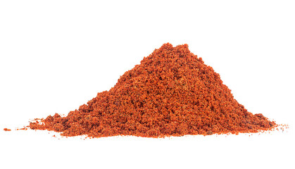 Pile of red chili pepper powder isolated on a white background