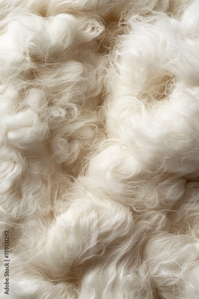 Poster A close up of a pile of white wool. Suitable for crafting projects