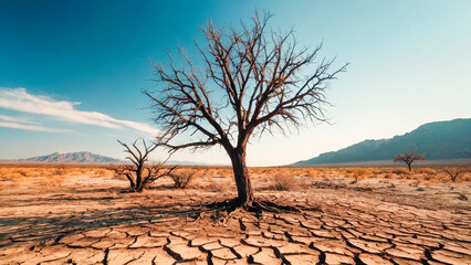 As climate change accelerates, it brings a silent crisis: global drought. This environmental disaster - obrazy, fototapety, plakaty