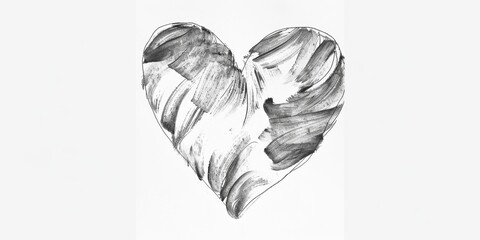 Simple black and white heart drawing, versatile for various projects