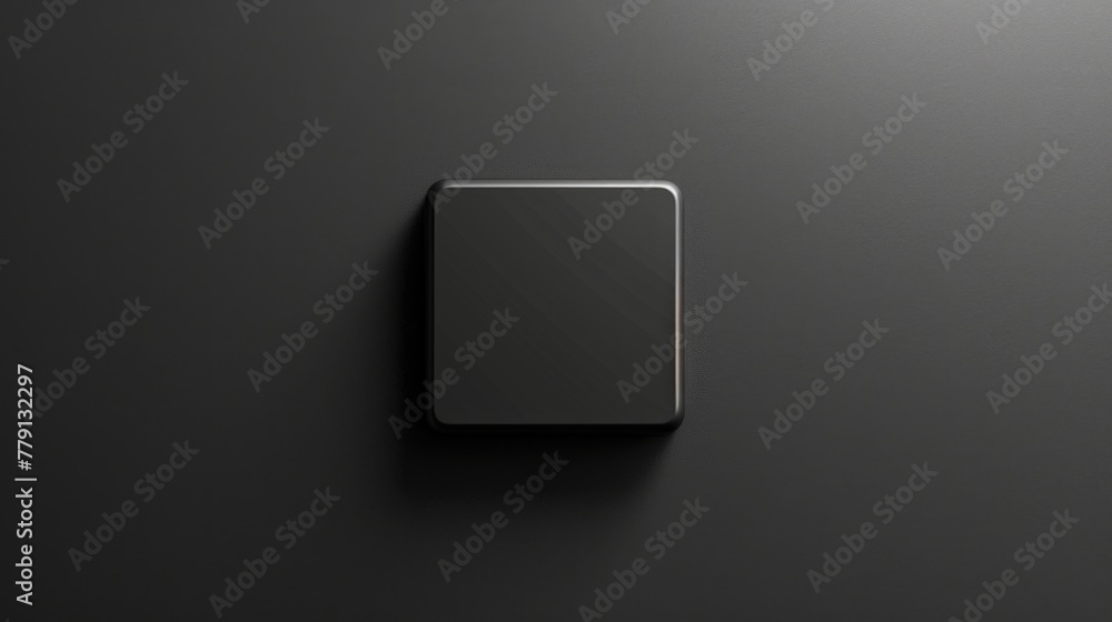Poster A black square object placed on a dark surface. Suitable for various design projects