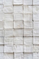 Detailed view of a white tile wall, perfect for interior design projects