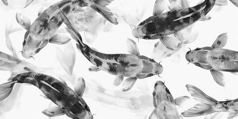 Colorful koi fish swimming gracefully in a peaceful pond. Ideal for nature and aquatic themed designs