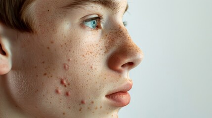 Close-up of Teen with Acne