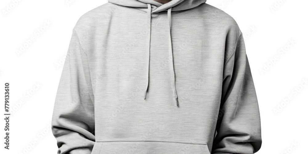 Poster a man in a gray hoodie posing for a picture. suitable for various media projects
