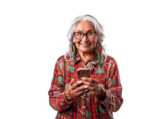 Senior Native American Using Smartphone