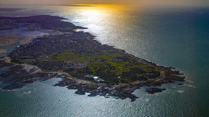 La Baule and Pornichet in atlantic ocean french coast from sky