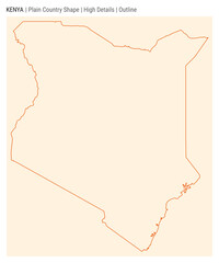Kenya plain country map. High Details. Outline style. Shape of Kenya. Vector illustration.