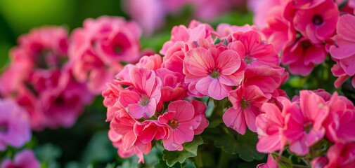 Pink flowers close up. Bouquet of red flowers. City flower beds, a beautiful and well-groomed garden with flowering bushes created with Generative AI technology