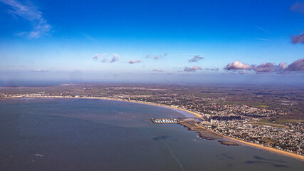 La Baule and Pornichet in atlantic ocean french coast from sky