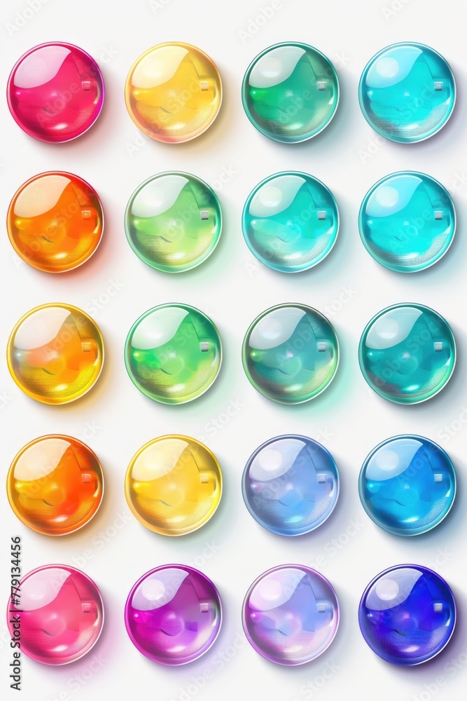 Poster various colored buttons on a white surface. can be used for sewing or crafting projects
