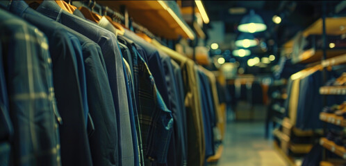 A row of men's clothing in a store. Suitable for retail concepts