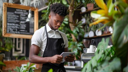 A Barista Taking Orders Digitally