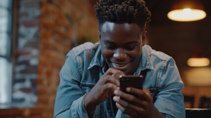 Man Enjoying Time with Smartphone