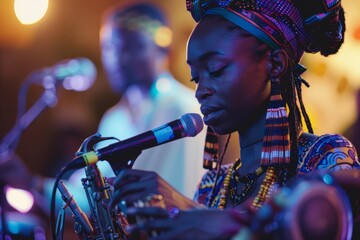 Woman With Dreadlocks Playing Musical Instrument