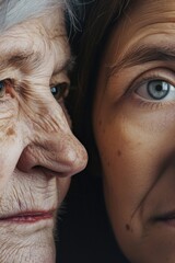 Close up of a woman and an older woman, suitable for family and generation concepts
