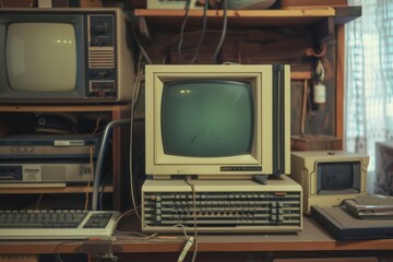 Vintage Computer Setup on Desk