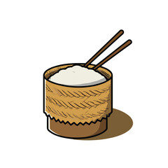 Cultural Delight Thai Sticky Rice Vector Illustration