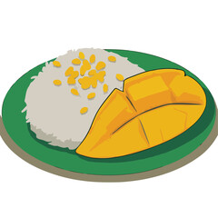 Tropical Temptation Thai Sticky Rice Vector Illustration