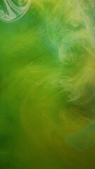 Color vapor flow. Paint haze. Fluid art. Bright green yellow white magic curve steam texture water...