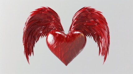 A red heart with wings on a white background. Perfect for Valentine's Day designs