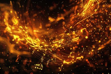 Abstract image of a musical note on fire, suitable for music-related designs - obrazy, fototapety, plakaty
