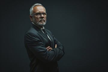 Obraz premium A man in a suit and tie with his arms crossed