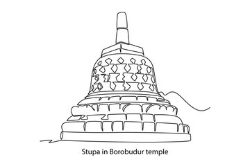 Historical building of stupa in Borobudur temple, ancient pharaoh tombs in the world. Famous old historical buildings, Wonder of the world, great antiquity architecture monuments, vector 3d illustrati - obrazy, fototapety, plakaty