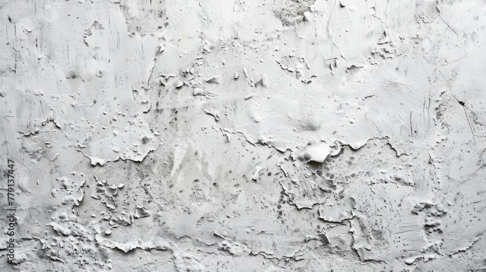 Poster close-up of a white wall with peeling paint. suitable for background or texture use