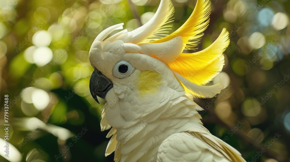 Poster close up of a bird with vibrant yellow feathers, suitable for various nature and wildlife themes