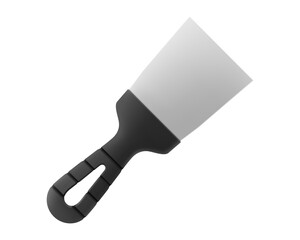 Putty knife isolated on a white background. Plaster spatula with stainless steel blade. Construction, Building tool. Spackling instrument. Spatula for finishing work. Realistic 3d Vector illustration.