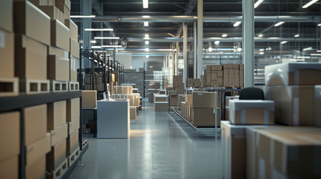 A bustling logistics consulting firm with logistics consultants' workstations and optimization tools, temporarily quiet but ready to assist clients with logistics management projects