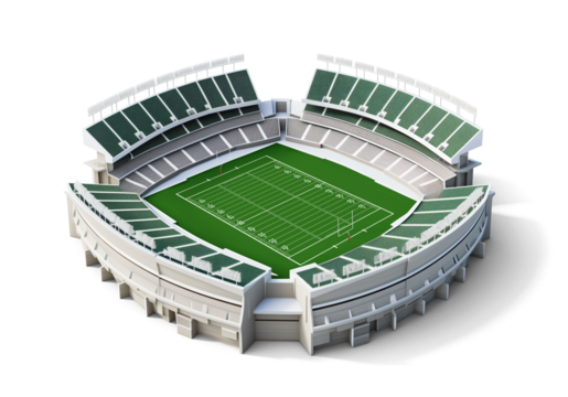 American football stadium on isolated background
