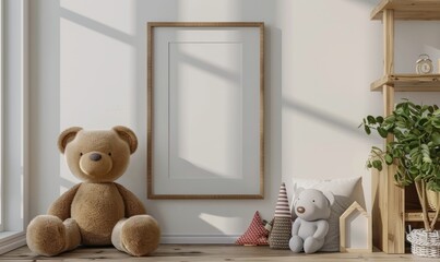 Mockup posters in child room interior,Scandinavian style children room