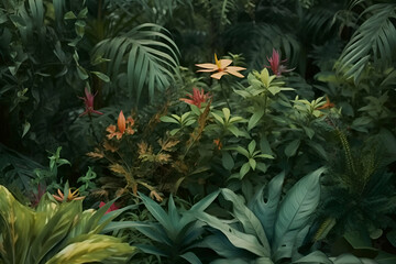 Fototapeta premium Tropical plants in the botanical garden. Nature background.