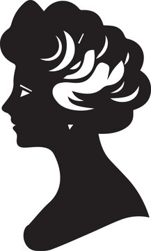 Female and Male faces silhouettes in vintage cameo on white background