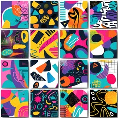 A collection of vibrant abstract designs on a white background. Ideal for artistic projects