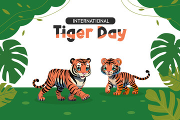 Fototapeta premium International tiger day banner,poster,social media template