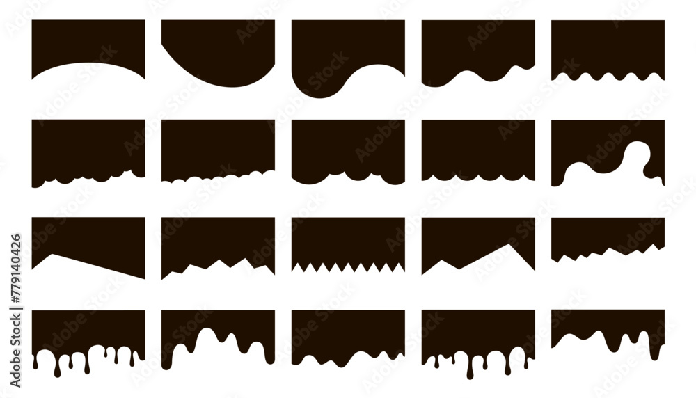 Wall mural set of abstract design separator header and border for website and app. divider shapes top and botto