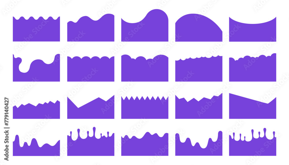 Wall mural set of abstract design separator header and border for website and app. divider shapes top and botto