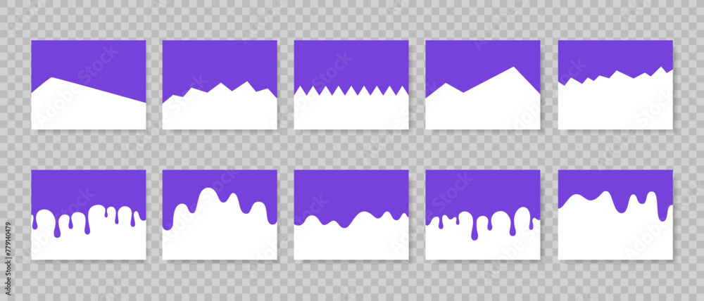 Wall mural set of abstract design separator header and border for website and app. divider shapes top and botto