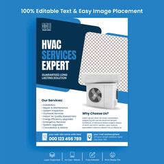 Editable Ac repair and Installation maintenance services leaflet, print flyer or poster template suitable for HVAC Services leaflet brochure design