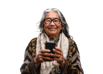 Fototapeta premium Elderly Native American with Smartphone