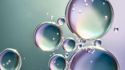 Floating Oil Droplets on Water Surface - obrazy, fototapety, plakaty