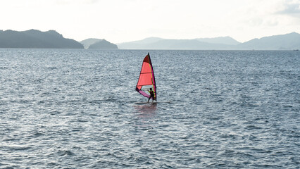 Windsurfers having fun in the ocean