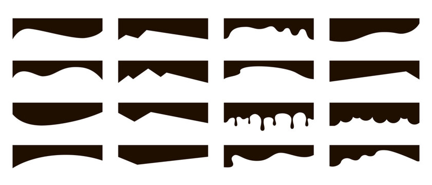 Set of abstract design separator header and border for website and app. Divider shapes top and bottom for web page. Different borders for website, banner, app, poster, background