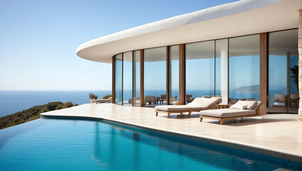 Villa de lujo de estilo minimalista con piscina y vistas al mar